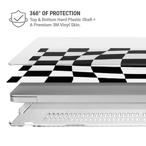 Black and White Zoomed Checkerboard MacBook Air 15in (2023-2025) Case plus Skin